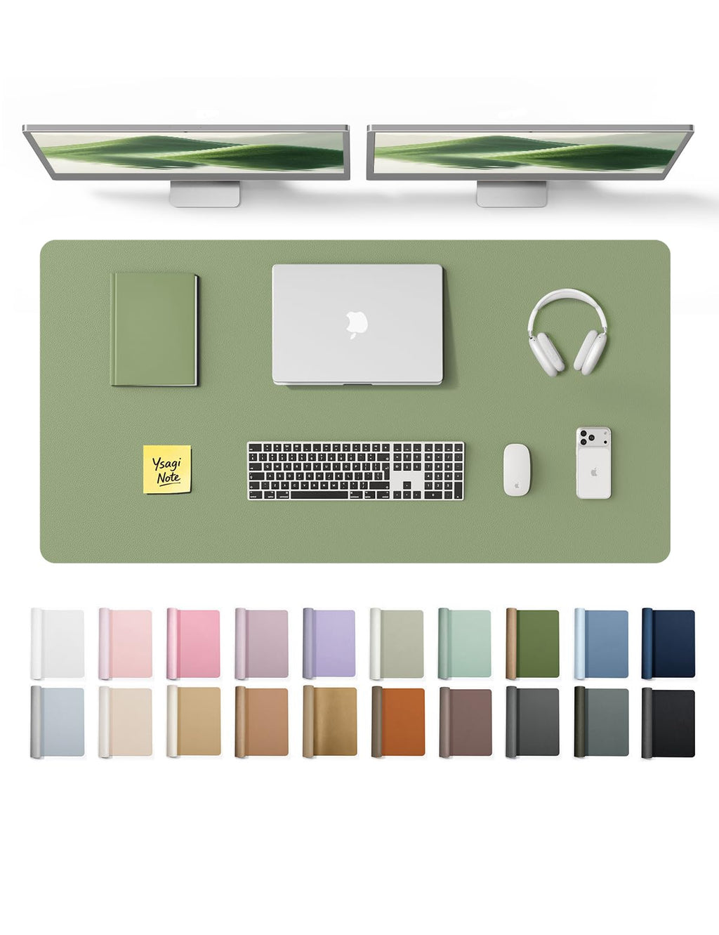 YSAGi Leather Desk Mat, Large Mouse Mat, Non-Slip Desk Pad Desk Protector Mat, Waterproof PU Leather Laptop Mat Table Mat Desk Writing Pad for Office and Home