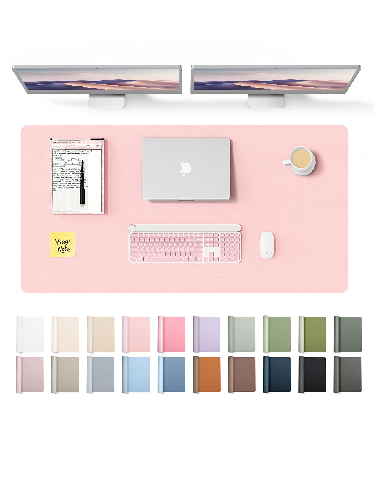 YSAGi Leather Desk Mat, Large Mouse Mat, Non-Slip Desk Pad Desk Protector Mat, Waterproof PU Leather Laptop Mat Table Mat Desk Writing Pad for Office and Home