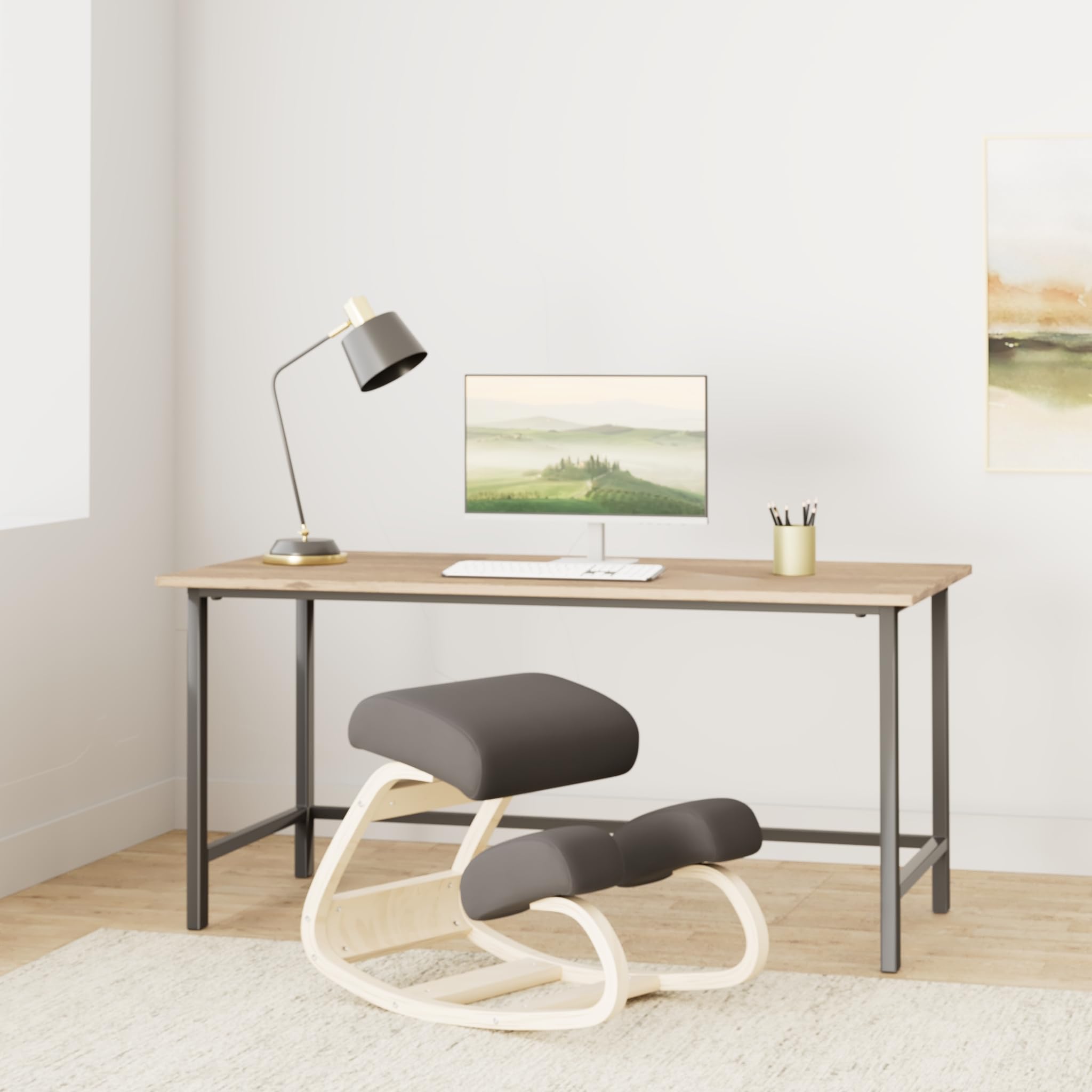 Luxton Ergonomic Kneeling Chair with Extra Padding - Posture Support Comfortable Desk Chair - Angled Rocking Stool & Balancing Seat - Natural Relief for Neck or Back Pain
