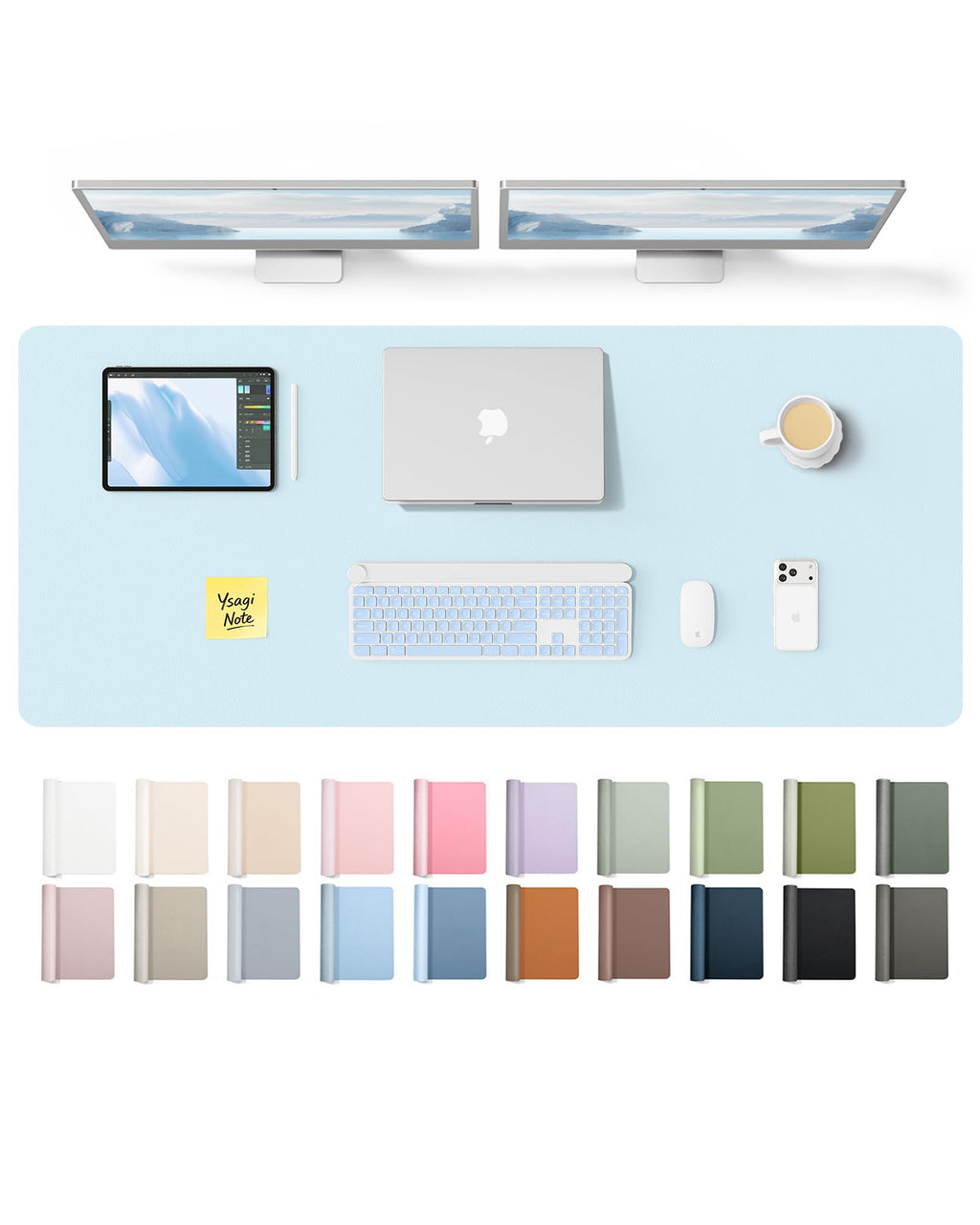 YSAGi Leather Desk Mat, Large Mouse Mat, Non-Slip Desk Pad Desk Protector Mat, Waterproof PU Leather Laptop Mat Table Mat Desk Writing Pad for Office and Home
