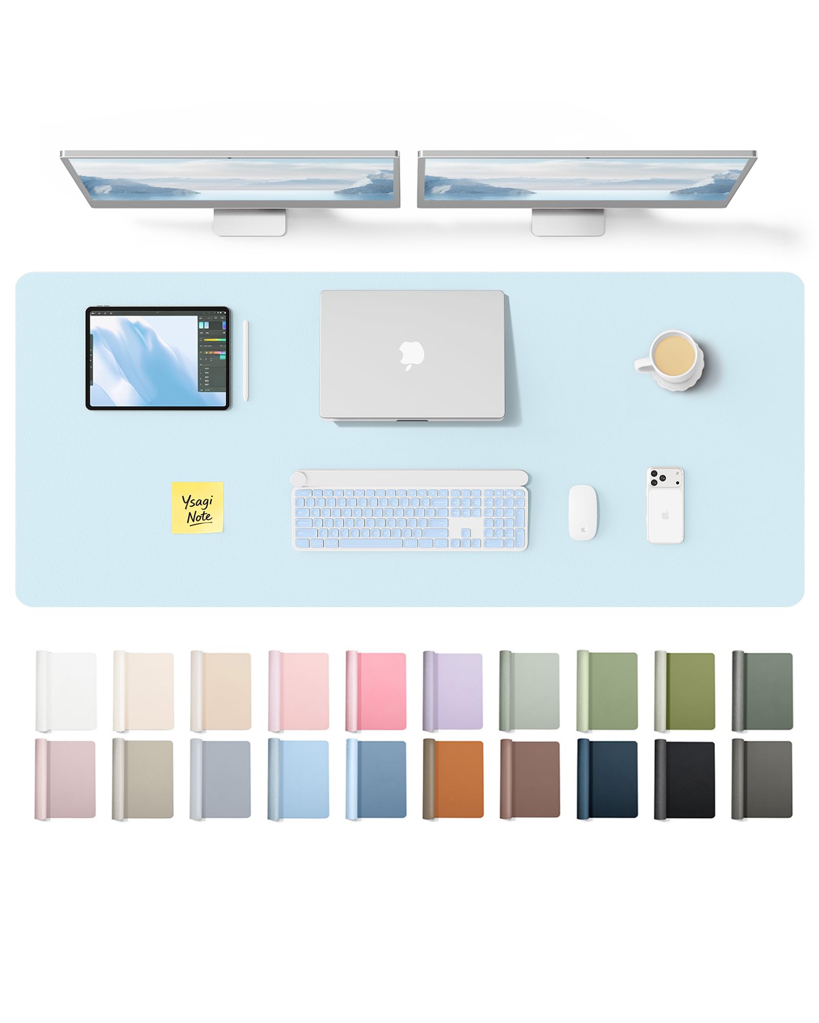 YSAGi Leather Desk Mat, Large Mouse Mat, Non-Slip Desk Pad Desk Protector Mat, Waterproof PU Leather Laptop Mat Table Mat Desk Writing Pad for Office and Home