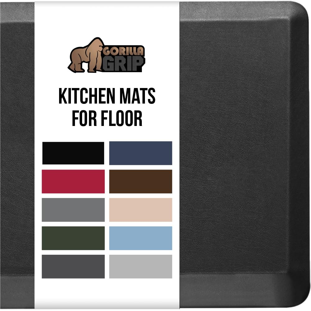 GORILLA GRIP Comfortable Cushioned Kitchen Mats for Floor, Waterproof and Stain Resistant Soft Top, 3/4 Inch Thick Ergonomic Standing Desk Anti Fatigue Mat, Foam Supports Ankles and Feet