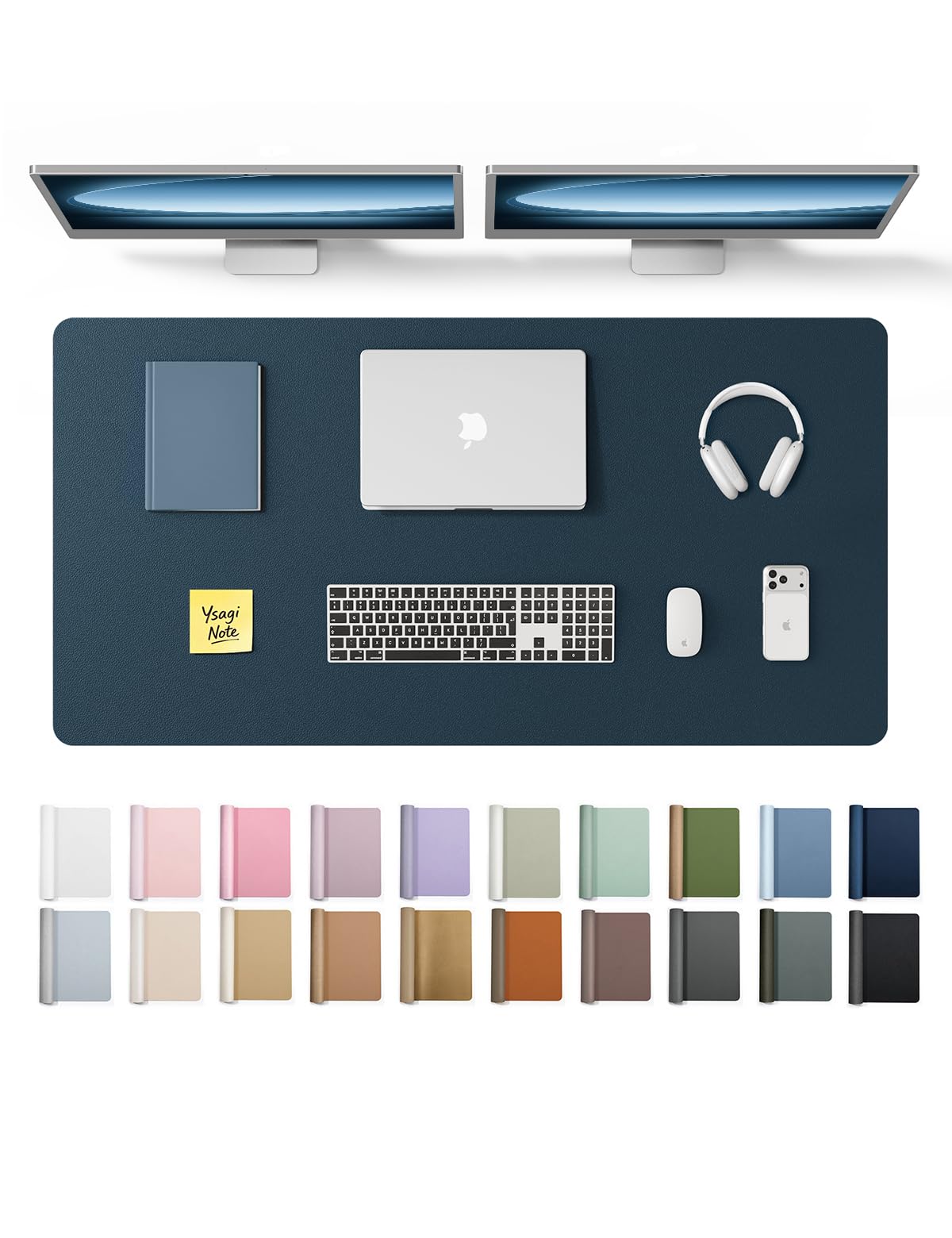 YSAGi Leather Desk Mat, Large Mouse Mat, Non-Slip Desk Pad Desk Protector Mat, Waterproof PU Leather Laptop Mat Table Mat Desk Writing Pad for Office and Home