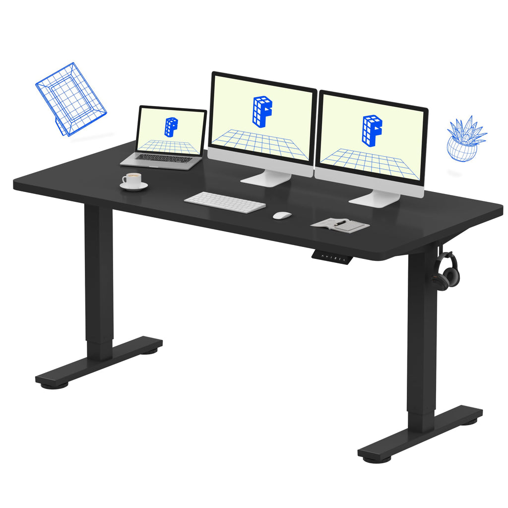 FLEXISPOT EN1 One-Piece Standing Desk, Electric Adjustable with 4 Memory Presets, 176 LBS Capacity, Stable & Quiet, Seamless Desktop for Home Office & Dual Monitors