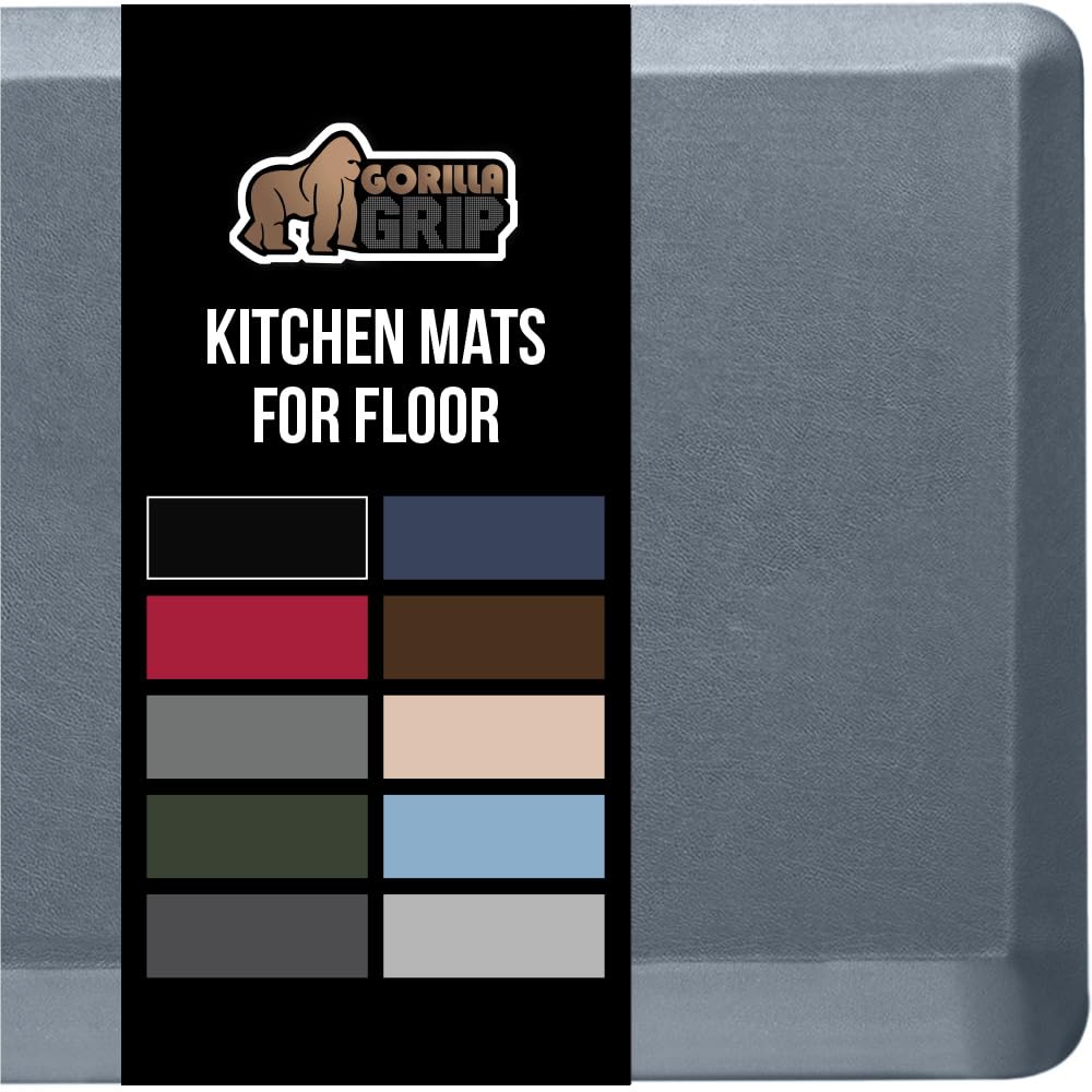 GORILLA GRIP Comfortable Cushioned Kitchen Mats for Floor, Waterproof and Stain Resistant Soft Top, 3/4 Inch Thick Ergonomic Standing Desk Anti Fatigue Mat, Foam Supports Ankles and Feet