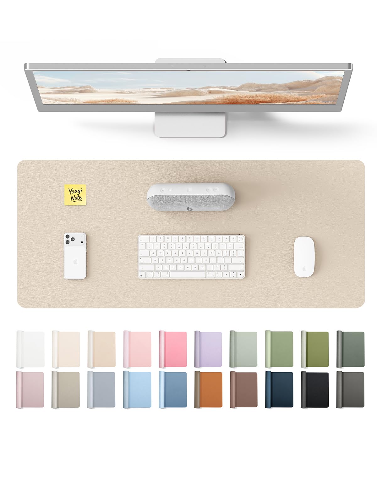 YSAGi Leather Desk Mat, Large Mouse Mat, Non-Slip Desk Pad Desk Protector Mat, Waterproof PU Leather Laptop Mat Table Mat Desk Writing Pad for Office and Home