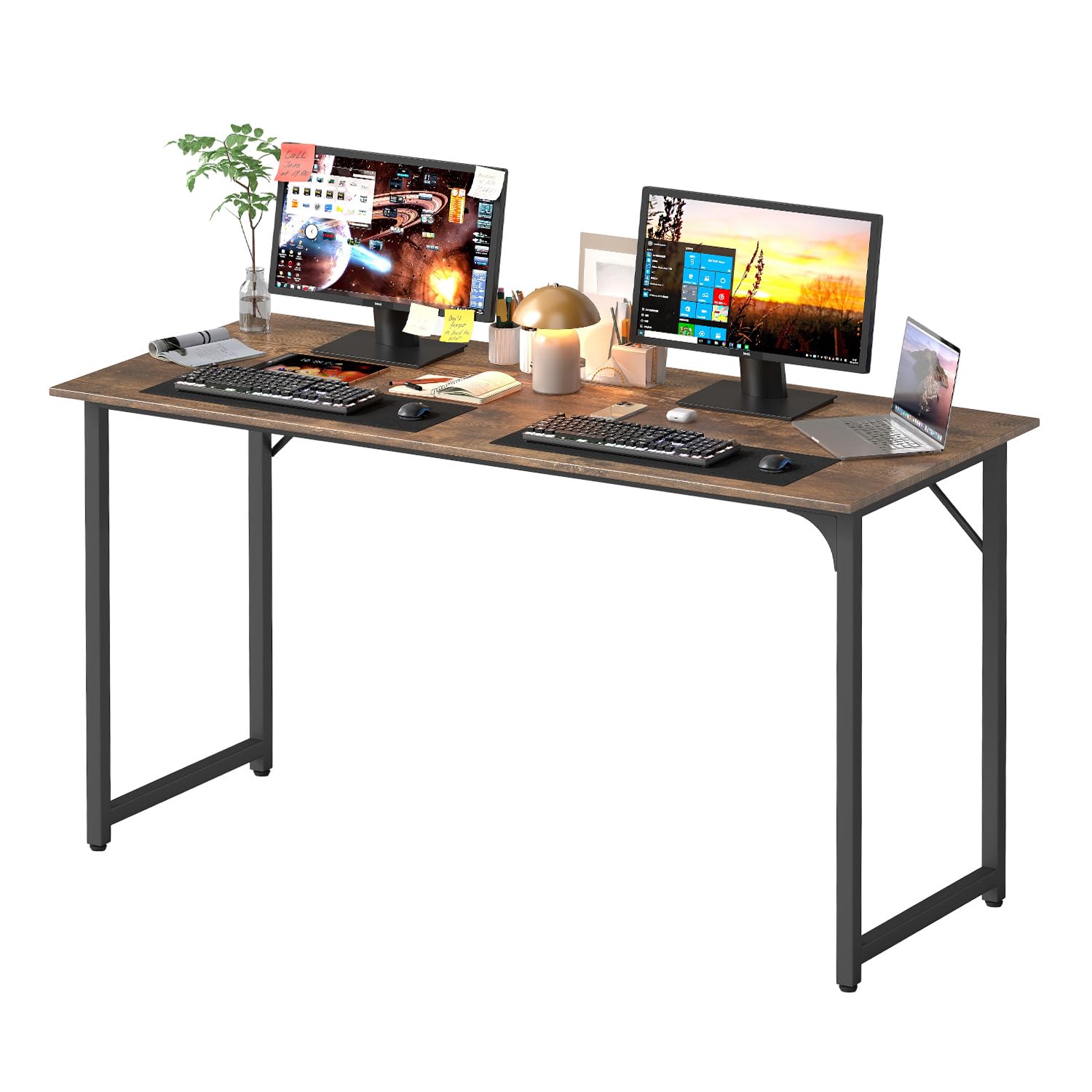 PayLessHere | Computer Desk | Office Desk with Metal Frame, Adjustable Feet | Water-Resistant, Scratchproof Surface | Sturdy Writing Table for Home Office or Study