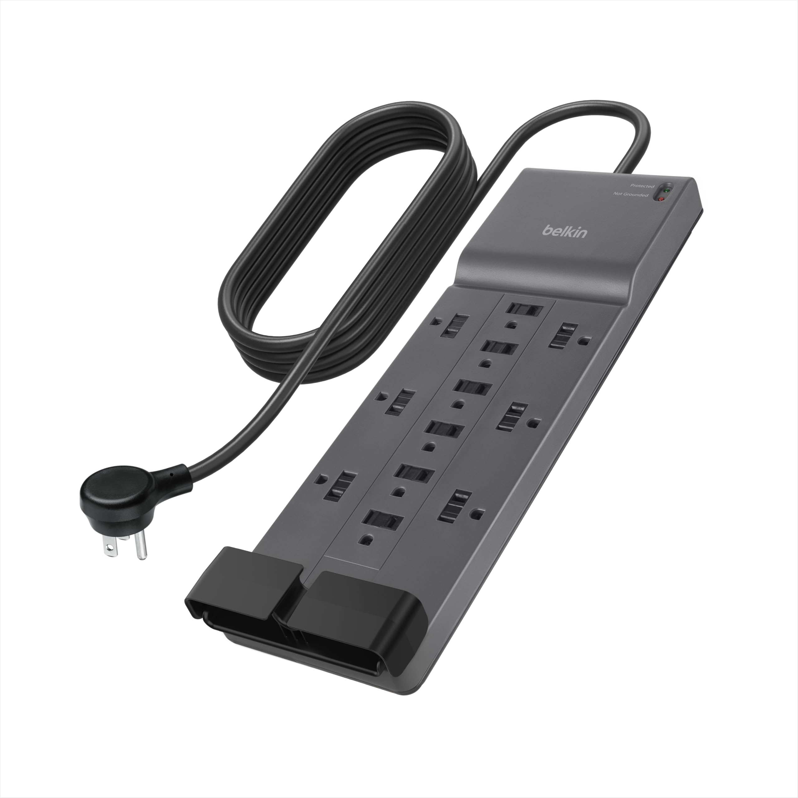 Belkin Surge Protector Power Strip w/ 12 AC Outlets & 8ft Long Flat Plug, UL-Listed Heavy-Duty Extension Cord for Home, Office, Travel, Computer, Laptop, Phone Charger - 3,940 Joules of Protection