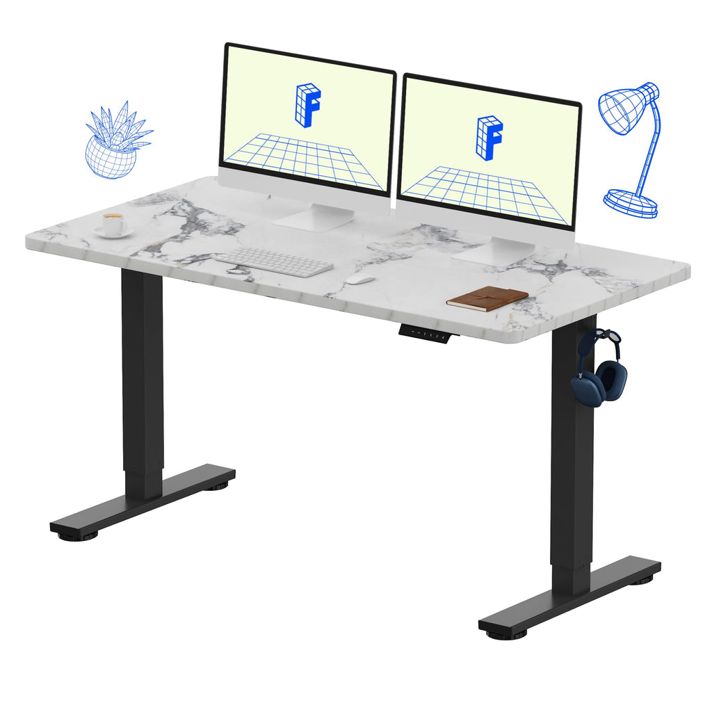 FLEXISPOT EN1 One-Piece Standing Desk, Electric Adjustable with 4 Memory Presets, 176 LBS Capacity, Stable & Quiet, Seamless Desktop for Home Office & Dual Monitors