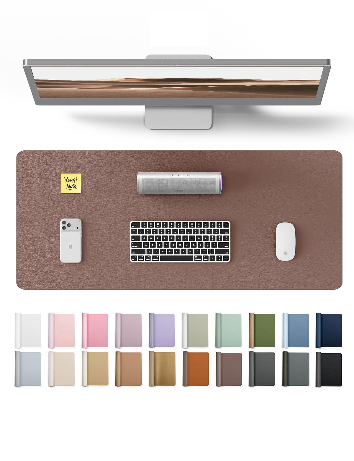 YSAGi Leather Desk Mat, Large Mouse Mat, Non-Slip Desk Pad Desk Protector Mat, Waterproof PU Leather Laptop Mat Table Mat Desk Writing Pad for Office and Home