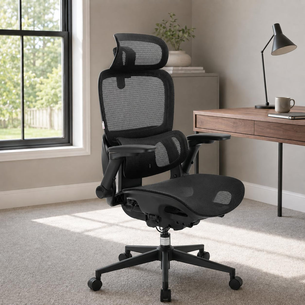 SIHOO Ergonomic Mesh Office Chair, Computer Desk Chair with 3-Way Armrests, 2-Way Lumbar Support and Adjustable Headrest, High Back Home Office Chair with Tilt Function, Mesh Back and Seat