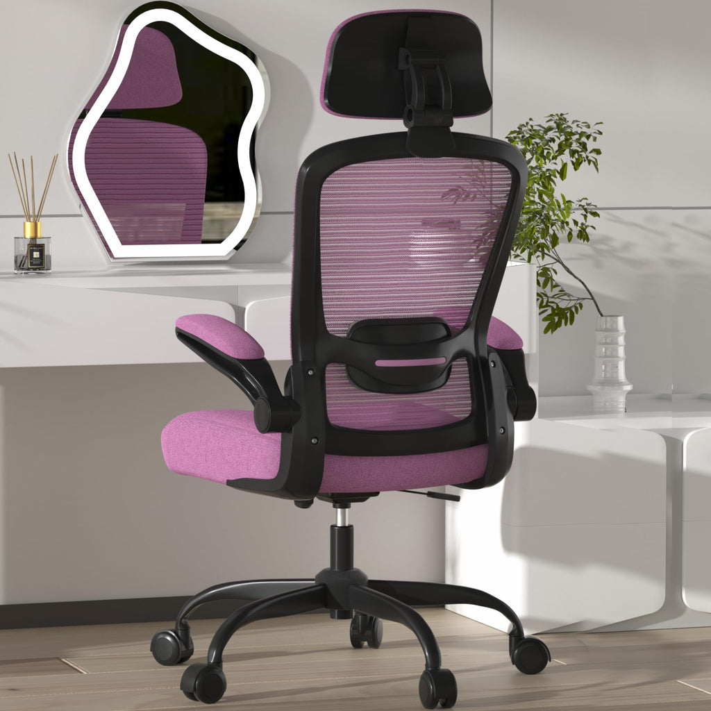 Mimoglad Office Chair, High Back Ergonomic Desk Chair with Adjustable Lumbar Support and Headrest, with flip-up Armrests for Guitar Playing, 5 Years Warranty