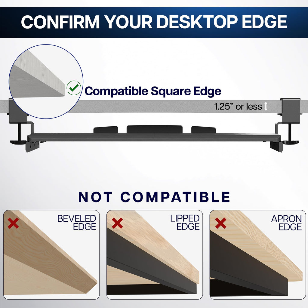 VIVO Keyboard Tray, Under Desk Pull Out with Extra Sturdy C Clamp Mount System, Slide-Out Platform Computer Drawer for Typing and Mouse Work