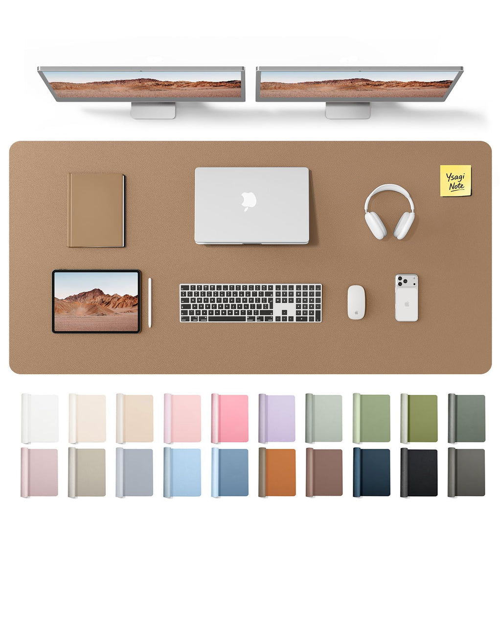 YSAGi Leather Desk Mat, Large Mouse Mat, Non-Slip Desk Pad Desk Protector Mat, Waterproof PU Leather Laptop Mat Table Mat Desk Writing Pad for Office and Home