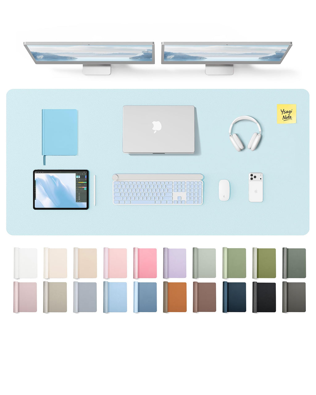 YSAGi Leather Desk Mat, Large Mouse Mat, Non-Slip Desk Pad Desk Protector Mat, Waterproof PU Leather Laptop Mat Table Mat Desk Writing Pad for Office and Home
