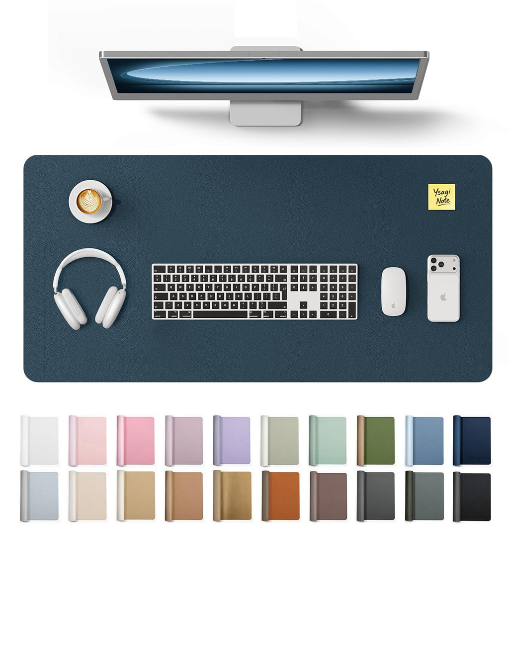 YSAGi Leather Desk Mat, Large Mouse Mat, Non-Slip Desk Pad Desk Protector Mat, Waterproof PU Leather Laptop Mat Table Mat Desk Writing Pad for Office and Home