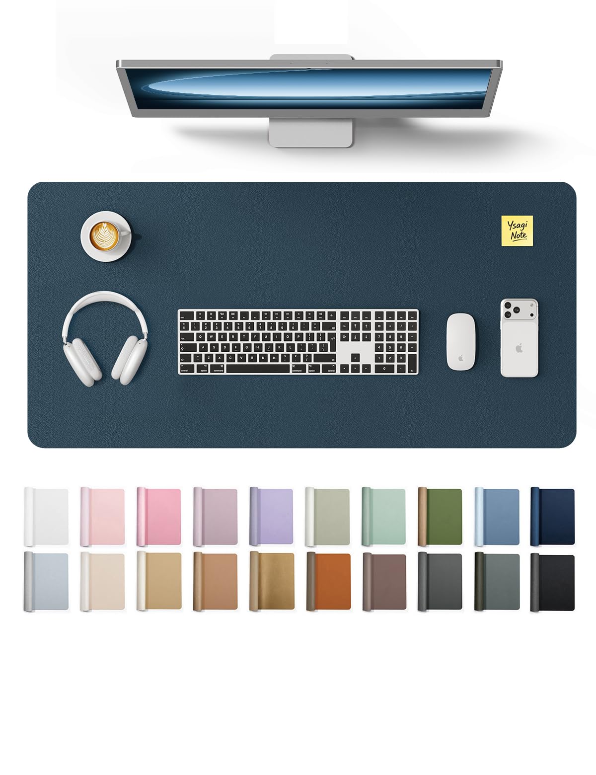 YSAGi Leather Desk Mat, Large Mouse Mat, Non-Slip Desk Pad Desk Protector Mat, Waterproof PU Leather Laptop Mat Table Mat Desk Writing Pad for Office and Home