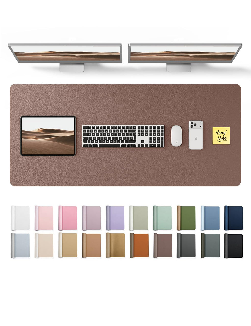 YSAGi Leather Desk Mat, Large Mouse Mat, Non-Slip Desk Pad Desk Protector Mat, Waterproof PU Leather Laptop Mat Table Mat Desk Writing Pad for Office and Home
