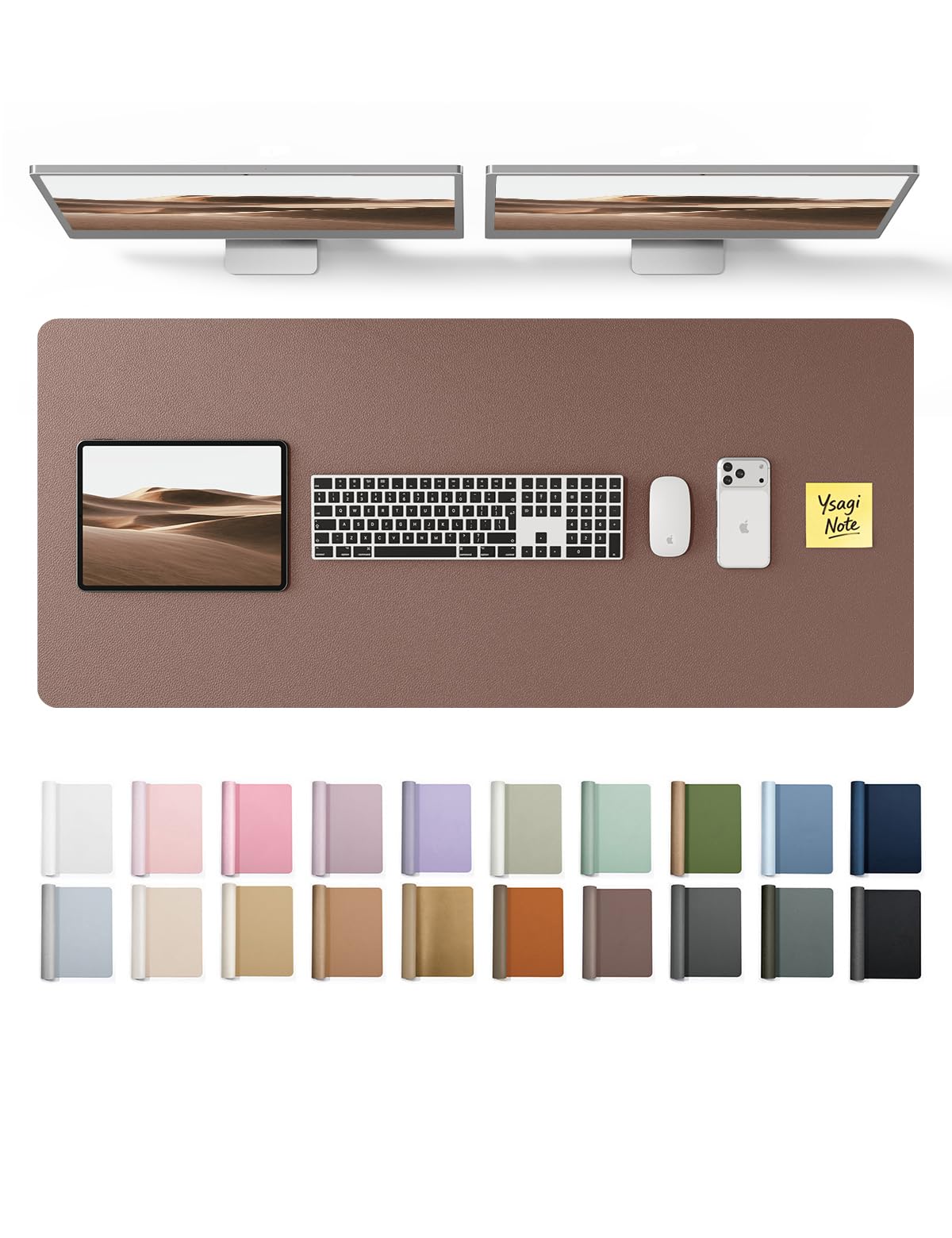 YSAGi Leather Desk Mat, Large Mouse Mat, Non-Slip Desk Pad Desk Protector Mat, Waterproof PU Leather Laptop Mat Table Mat Desk Writing Pad for Office and Home