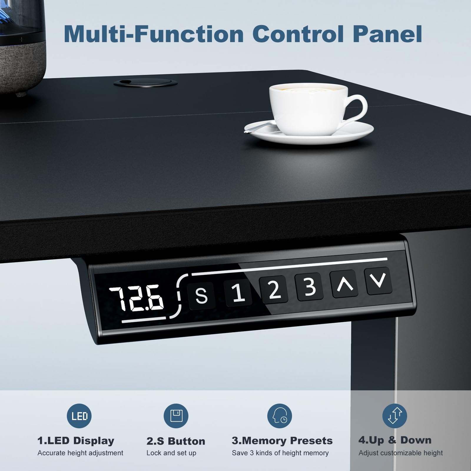 DUMOS Standing Desk, Electric Standing Desk Adjustable Height Ergonomic Adjustable Desk with Memory Preset, Computer Desk Stand Up Desk with T-Shaped Bracket Suitable for Home Office