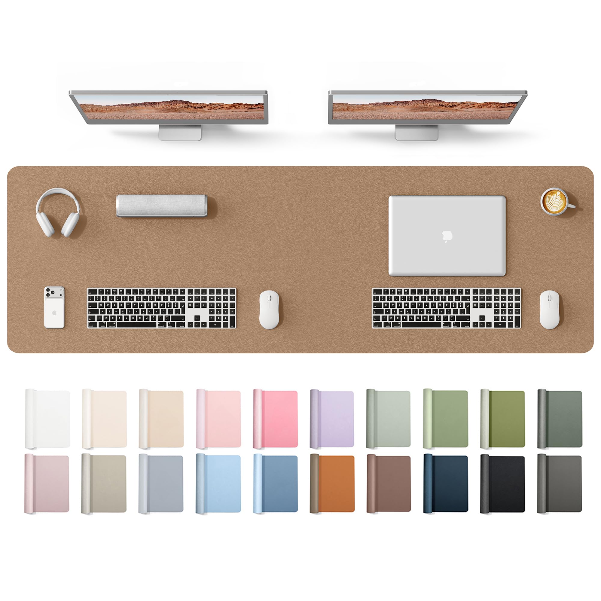 YSAGi Leather Desk Mat, Large Mouse Mat, Non-Slip Desk Pad Desk Protector Mat, Waterproof PU Leather Laptop Mat Table Mat Desk Writing Pad for Office and Home