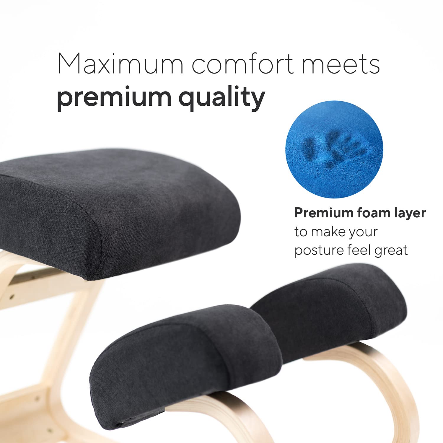 Luxton Ergonomic Kneeling Chair with Extra Padding - Posture Support Comfortable Desk Chair - Angled Rocking Stool & Balancing Seat - Natural Relief for Neck or Back Pain