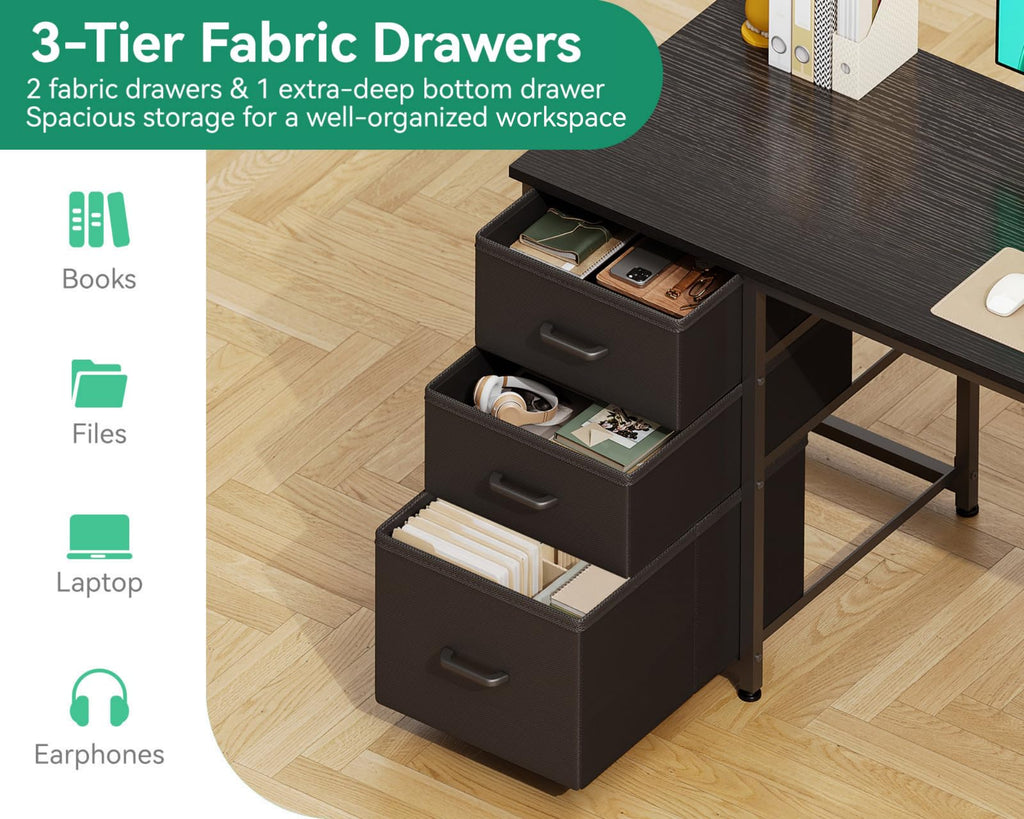 AODK Computer Desk with 3 Drawers