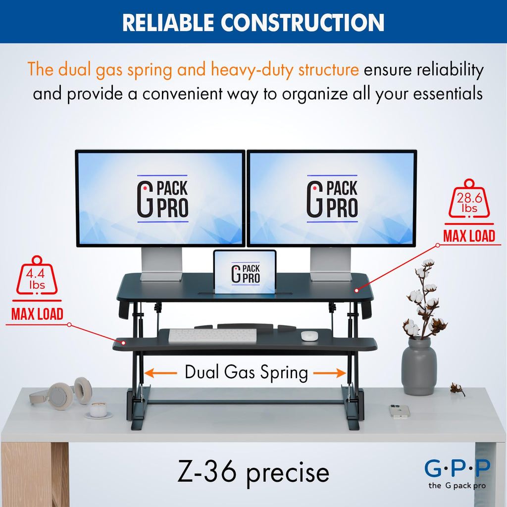 G-PACK PRO Standing Desk Converter, Adjustable Height