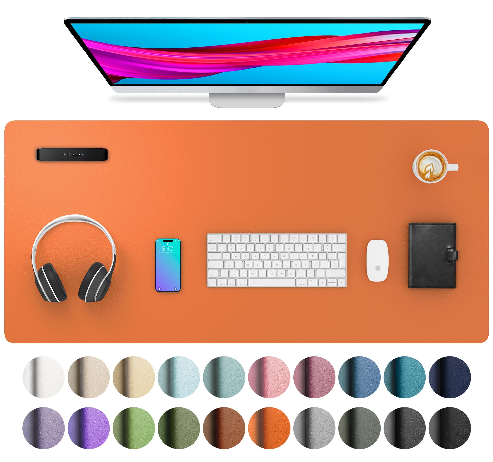 Leather Desk Pad Protector,Mouse Pad,Office Desk Mat,Non-Slip PU Leather Desk Blotter,Laptop Desk Pad,Waterproof Desk Writing Pad for Office and Home