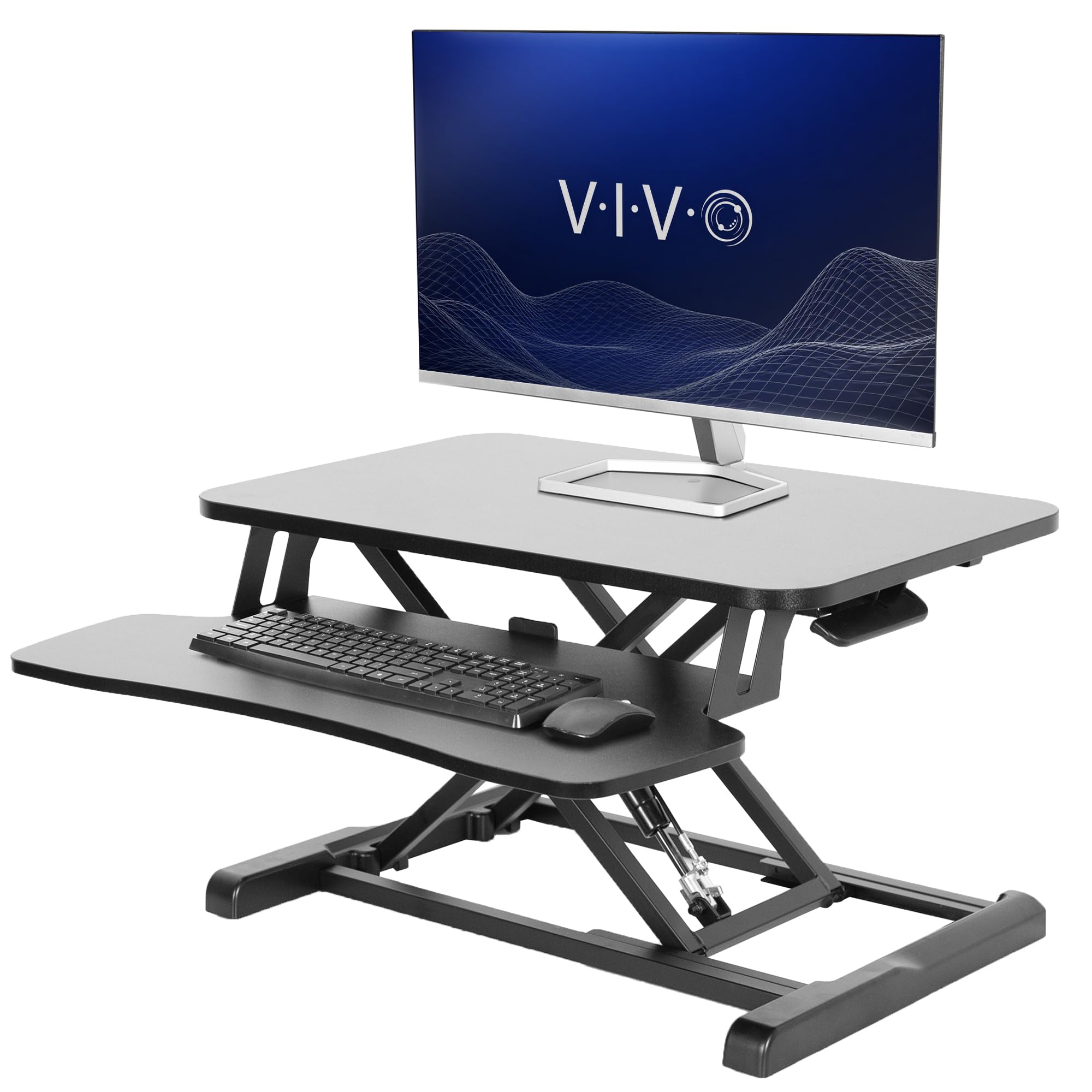 VIVO Desk Converter, K Series, Height Adjustable Sit to Stand Riser, Dual Monitor and Laptop Workstation with Wide Keyboard Tray