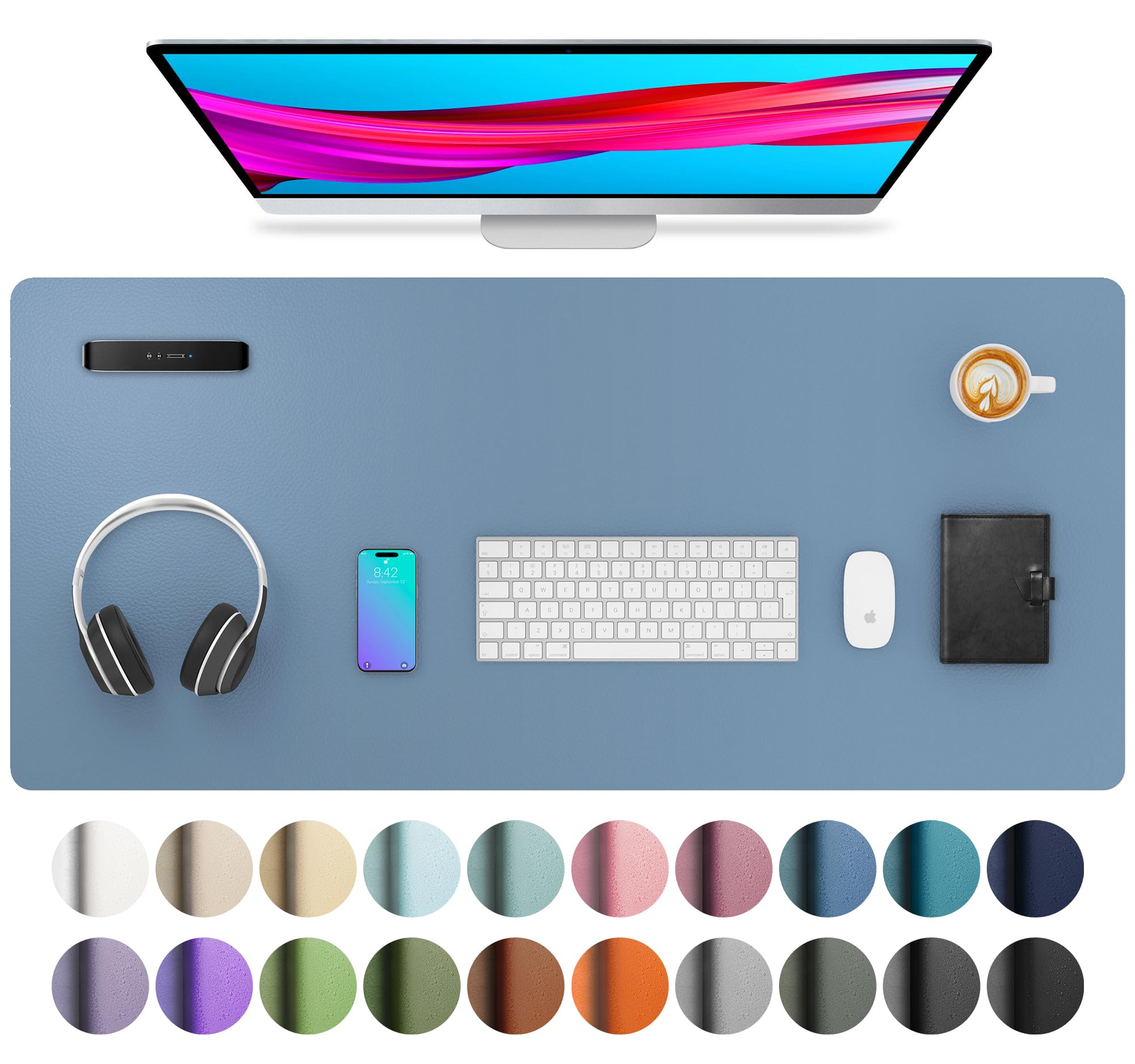 Leather Desk Pad Protector,Mouse Pad,Office Desk Mat,Non-Slip PU Leather Desk Blotter,Laptop Desk Pad,Waterproof Desk Writing Pad for Office and Home