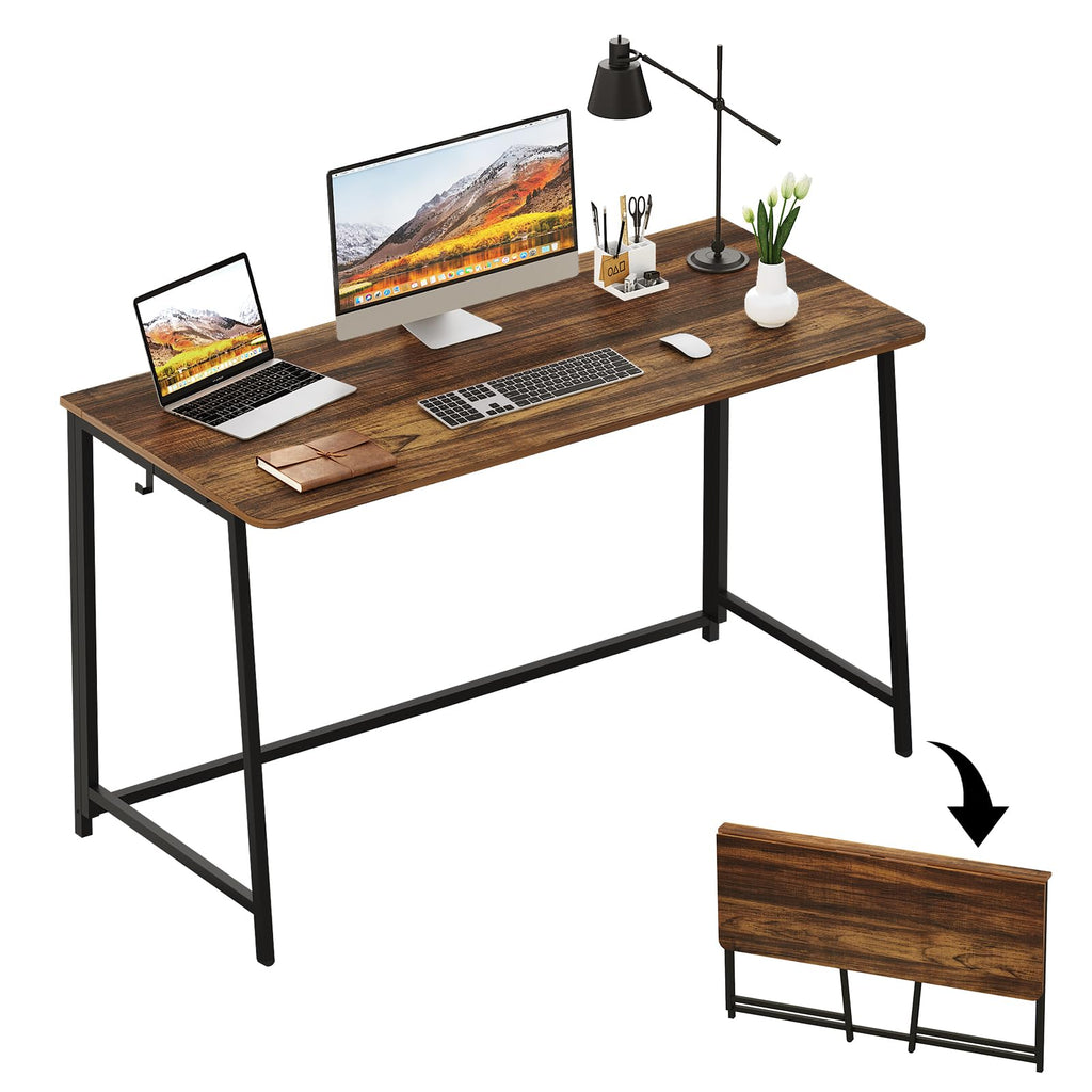 WOHOMO Folding Computer Desk, Small Writing Foldable Desk, Space-Saving Laptop Table, Easy Assemble Workstation for Home Office