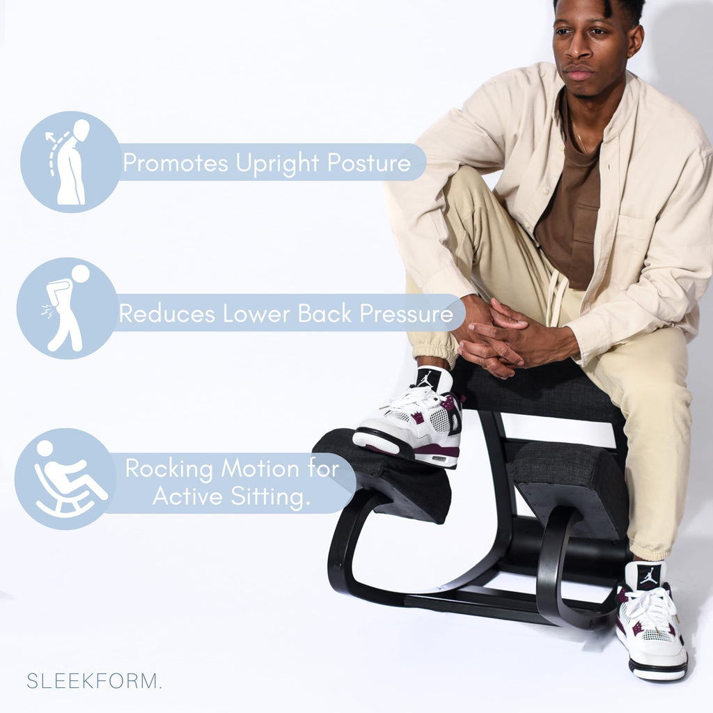 Sleekform Ergonomic Kneeling Chair - Home Office Rocking Desk Stool for Active Sitting