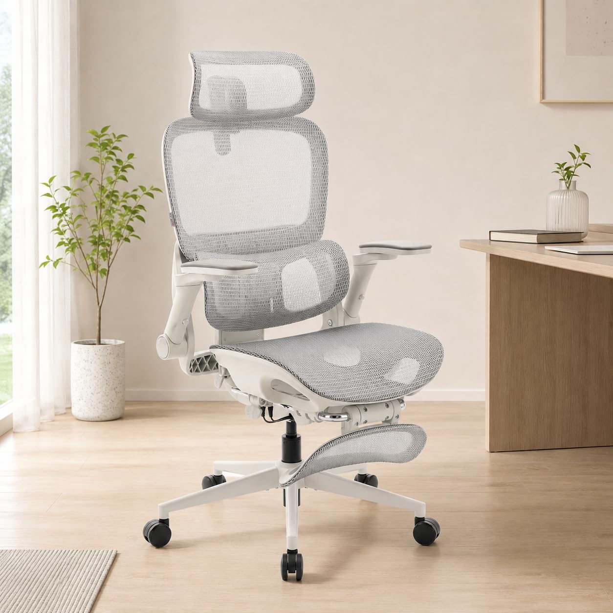 SIHOO Ergonomic Mesh Office Chair, Computer Desk Chair with 3-Way Armrests, 2-Way Lumbar Support and Adjustable Headrest, High Back Home Office Chair with Tilt Function, Mesh Back and Seat