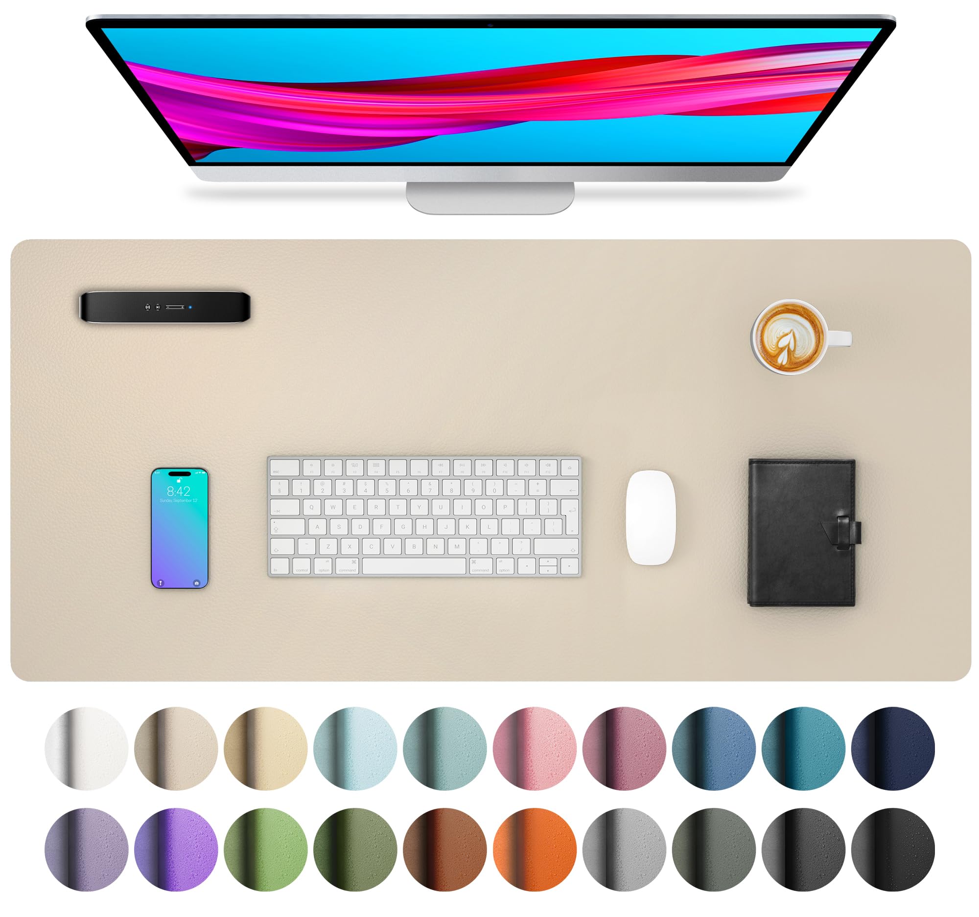 Leather Desk Pad Protector,Mouse Pad,Office Desk Mat,Non-Slip PU Leather Desk Blotter,Laptop Desk Pad,Waterproof Desk Writing Pad for Office and Home