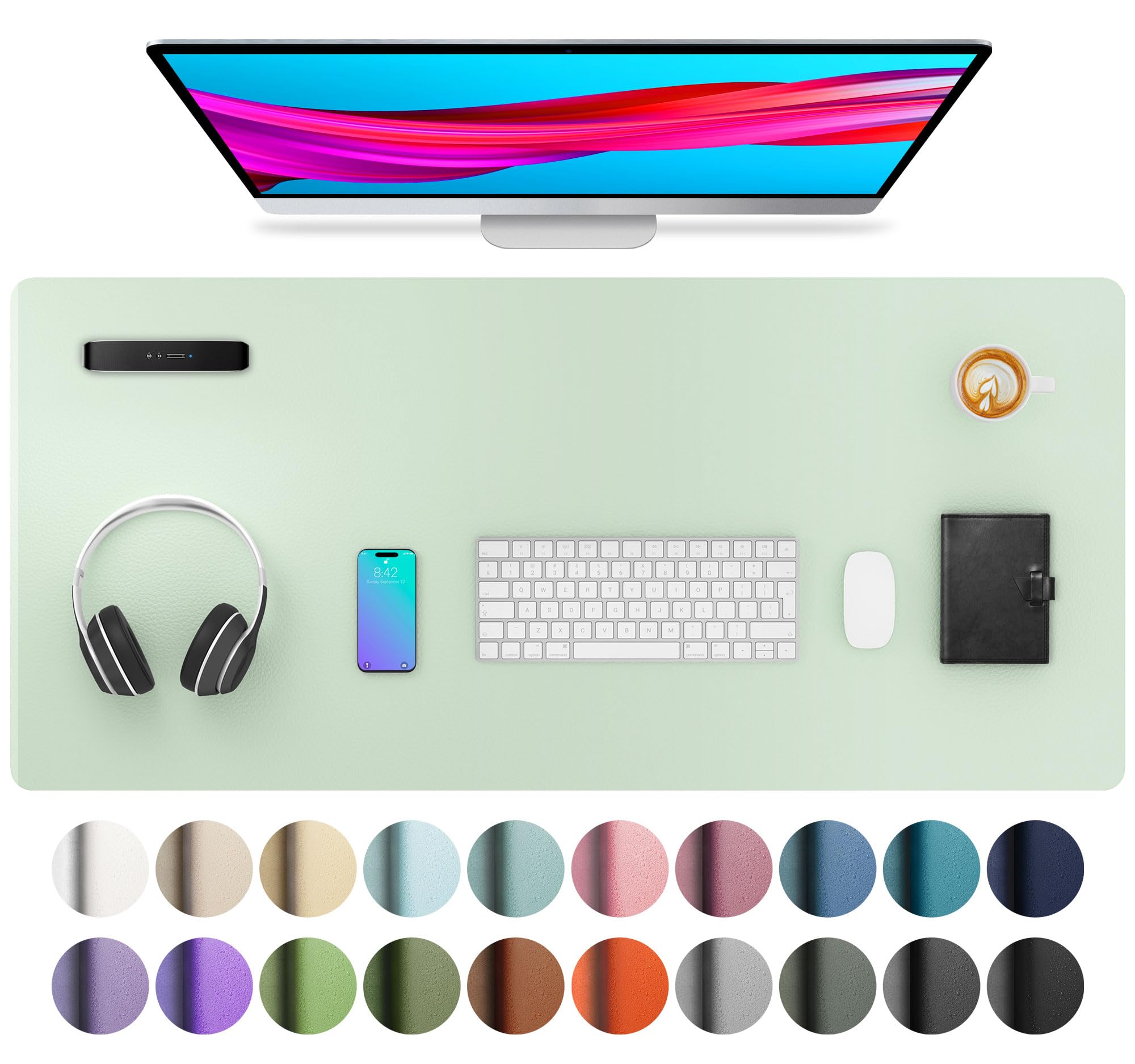 Leather Desk Pad Protector,Mouse Pad,Office Desk Mat,Non-Slip PU Leather Desk Blotter,Laptop Desk Pad,Waterproof Desk Writing Pad for Office and Home