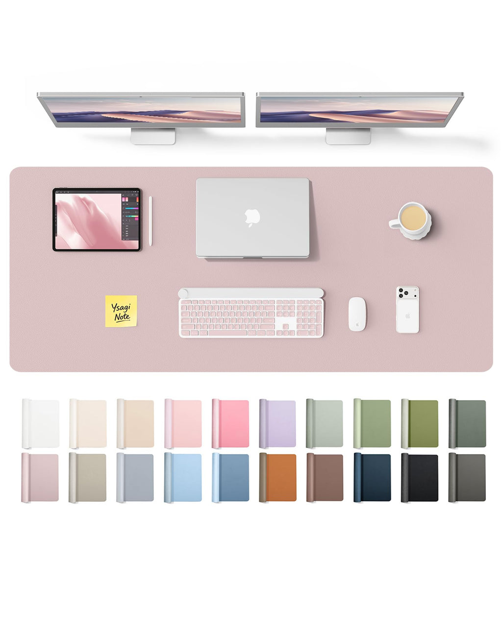 YSAGi Leather Desk Mat, Large Mouse Mat, Non-Slip Desk Pad Desk Protector Mat, Waterproof PU Leather Laptop Mat Table Mat Desk Writing Pad for Office and Home