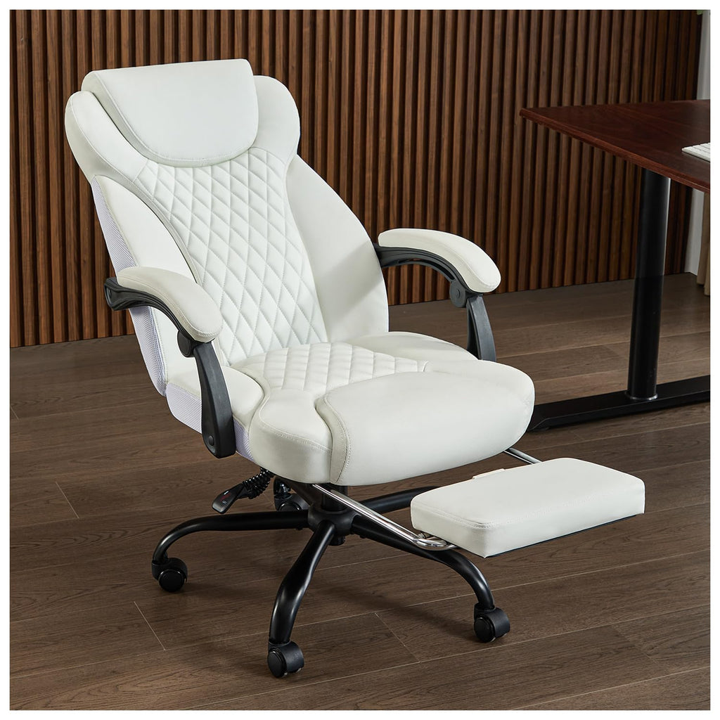 amseatec Office Chair, Big and Tall Office Chair Ergonomic Chair Home Office Desk Chairs Reclining High Back Leather Chair with Lumbar Support