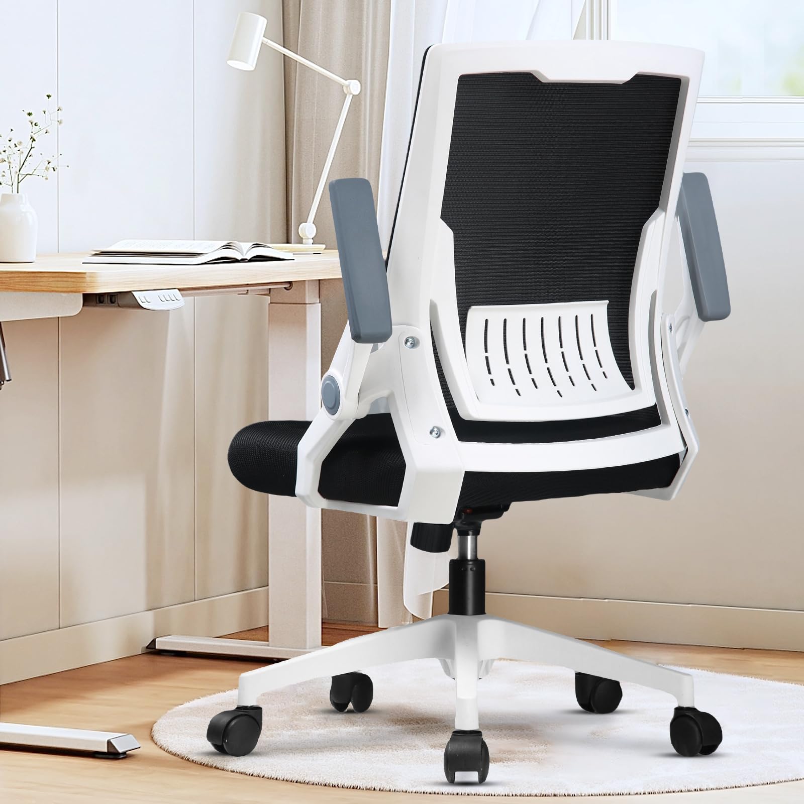 GTPLAYER Ergonomic Office Chair with Flip-up Armrests Executive Computer Chair for Home Office, Breathable Mesh & Adaptive Lumbar Support