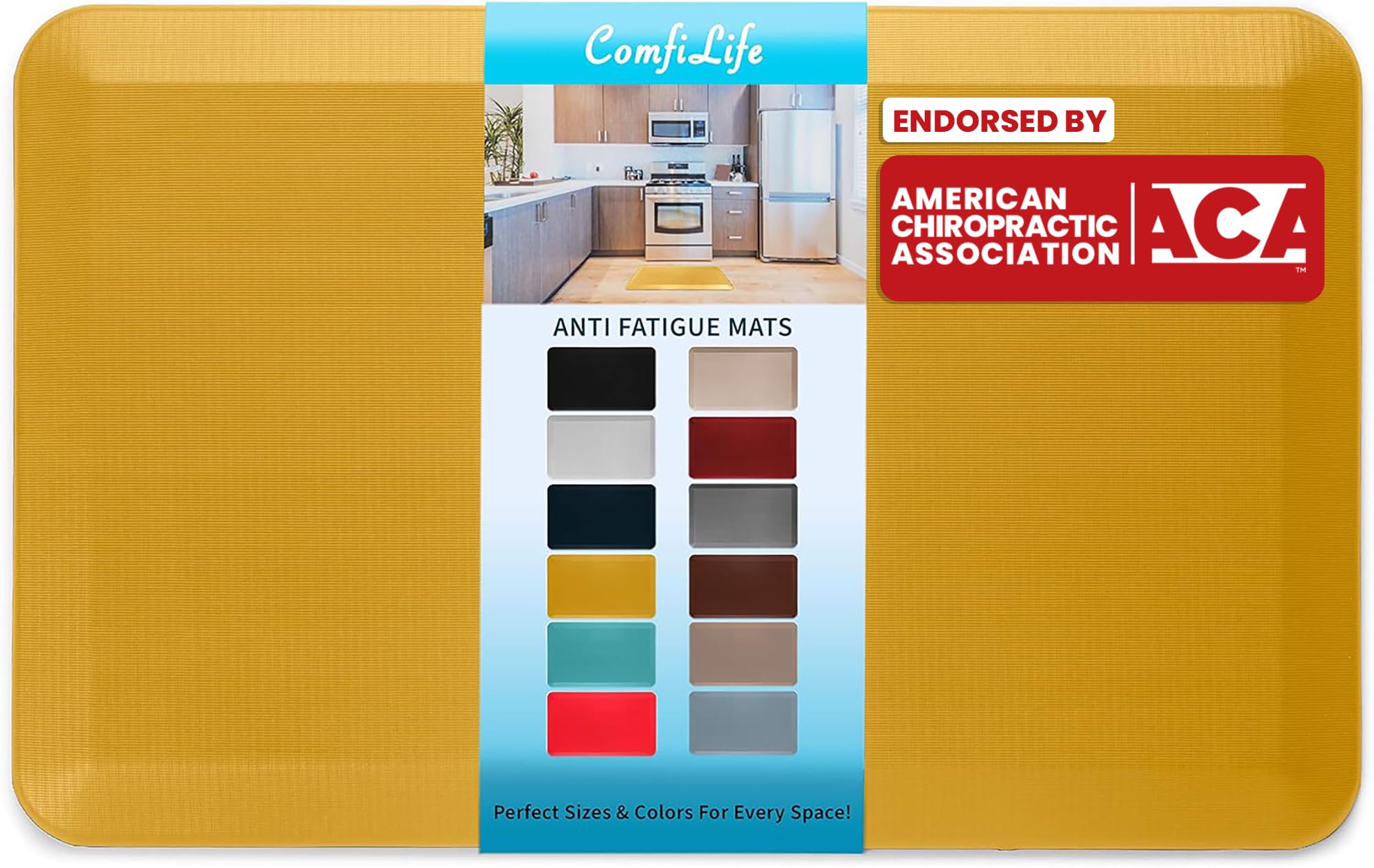 ComfiLife Anti Fatigue Floor Mat – 3/4 Inch Thick Perfect Kitchen Mat, Standing Desk Mat – Kitchen Rug – Comfort at Home, Office – Durable – Stain Resistant – Non-Slip Bottom