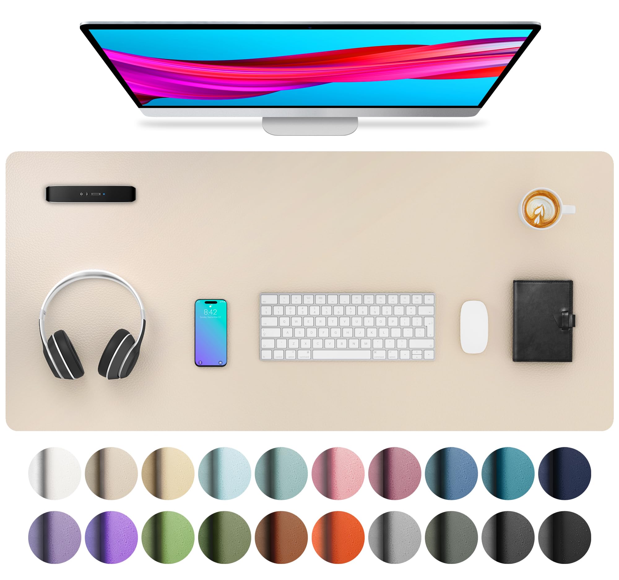 Leather Desk Pad Protector,Mouse Pad,Office Desk Mat,Non-Slip PU Leather Desk Blotter,Laptop Desk Pad,Waterproof Desk Writing Pad for Office and Home