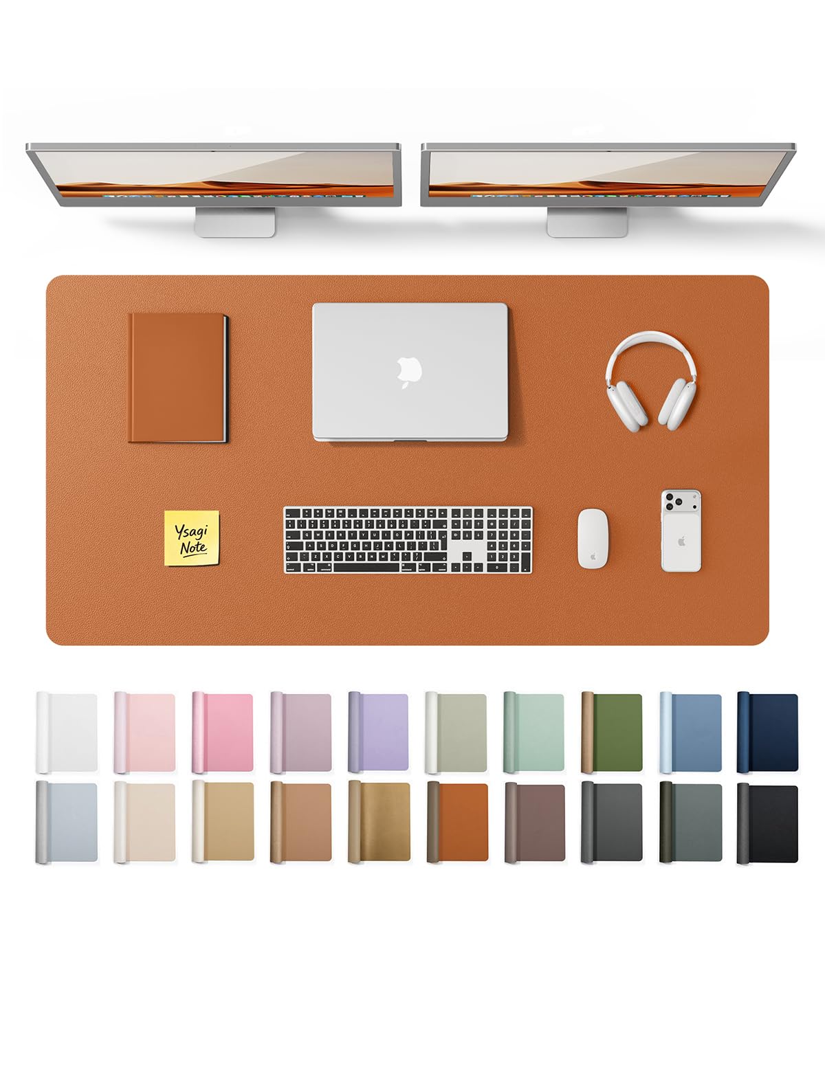 YSAGi Leather Desk Mat, Large Mouse Mat, Non-Slip Desk Pad Desk Protector Mat, Waterproof PU Leather Laptop Mat Table Mat Desk Writing Pad for Office and Home