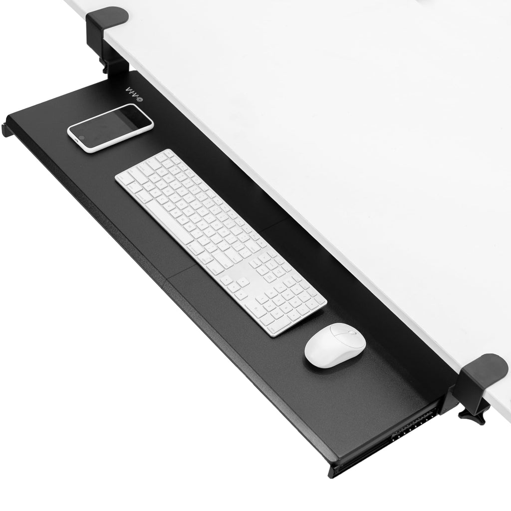 VIVO Keyboard Tray, Under Desk Pull Out with Extra Sturdy C Clamp Mount System, Slide-Out Platform Computer Drawer for Typing and Mouse Work