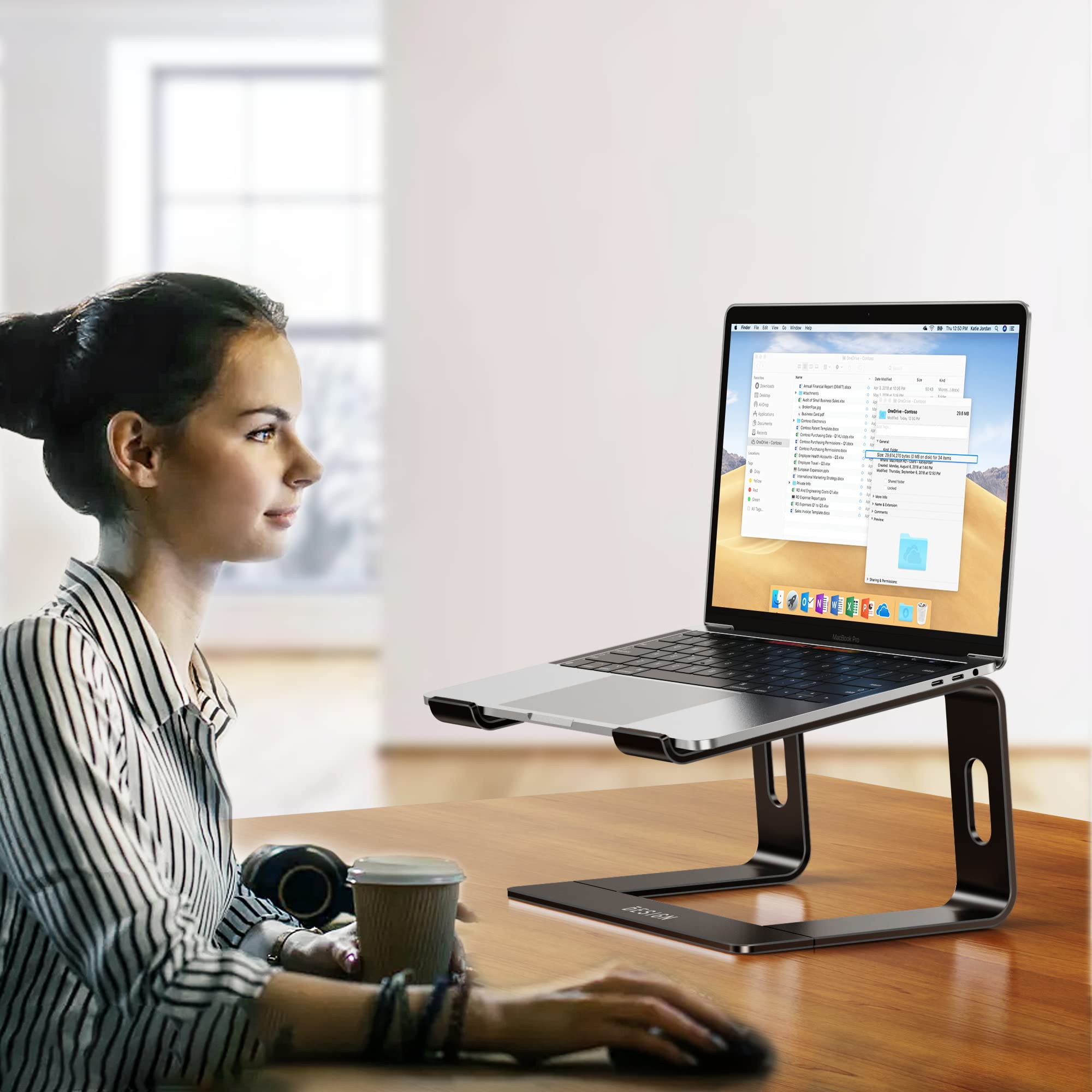 BESIGN LS03 Aluminum Laptop Stand, Ergonomic Detachable Computer Stand, Notebook Holder, Laptop Mount Compatible with Air, Pro, Dell, HP, Lenovo More 10-15.6" Laptops