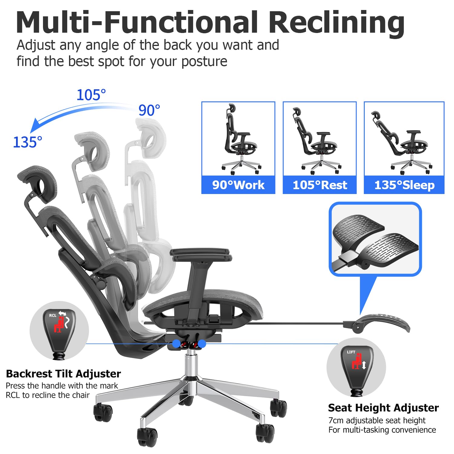 PatioMage Ergonomic Mesh Office Chair with 3D Adjustable Armrest,High Back Desk Computer Chair Ergo3d Ergonomic with Wheels for Home & Office Black
