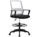BestOffice Drafting Chair Tall Office Chair Adjustable Swivel Rolling Mesh Height with Lumbar Support Arms Footrest Mid Back for Adults Standing Desk Drafting Stool