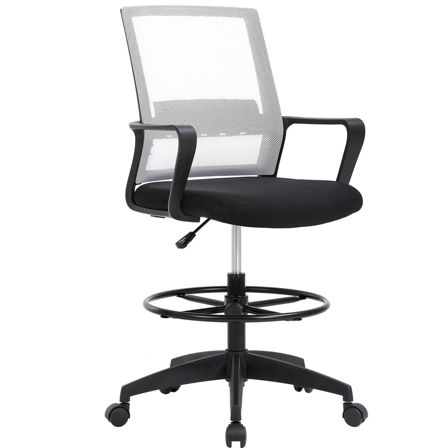 Adjustable Mesh Drafting Chair with Lumbar Support and Footrest