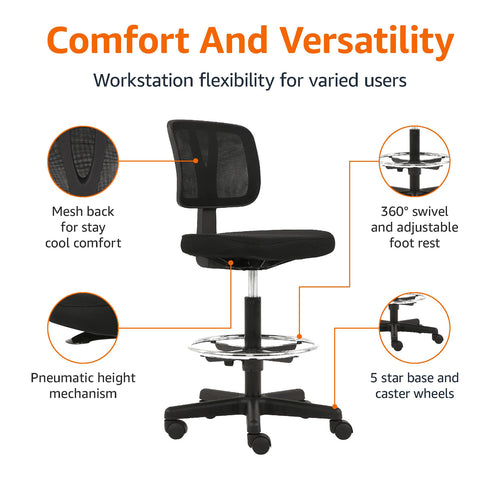 Amazon Basics Mid-Back Mesh Office Drafting Chair Stool