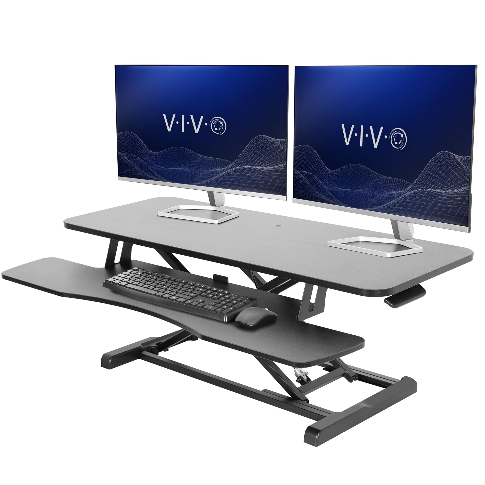 VIVO Desk Converter, K Series, Height Adjustable Sit to Stand Riser, Dual Monitor and Laptop Workstation with Wide Keyboard Tray