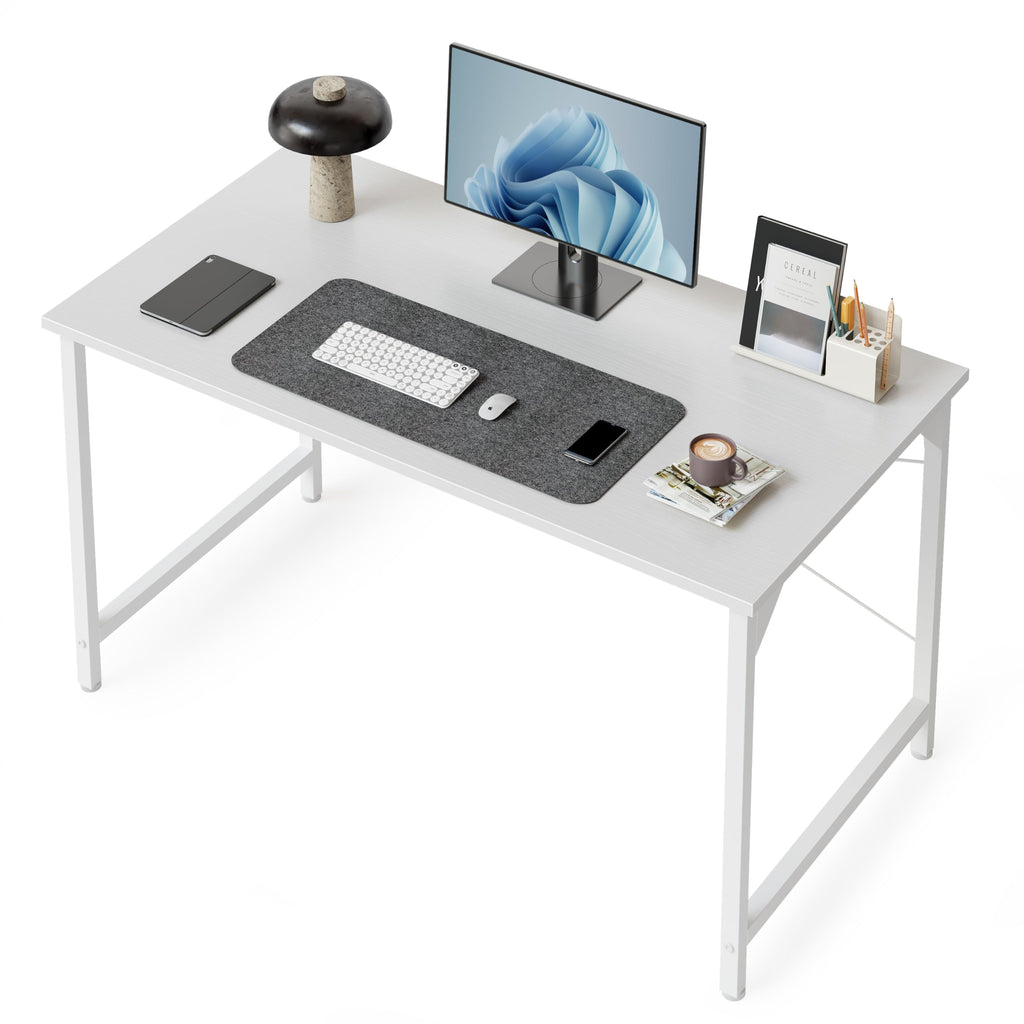 CubiCubi Computer Desk, 40 inch Home Office Small Desk, Modern Simple Style PC Table for Home, Office, Study, Writing, Elegant White